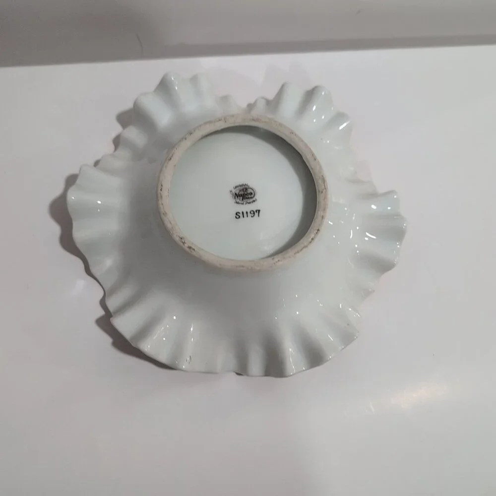 Vintage Napco China Hand-painted Dish With Scalloped Edges #S1197 Floral Design - Picture 4 of 4